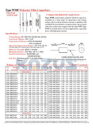 WMF05P15K-F datasheet - Commercial, Industrial Applications