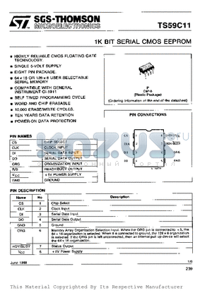 TS59C11VP datasheet - 1K BIT SERIAL CMOS EEPROM