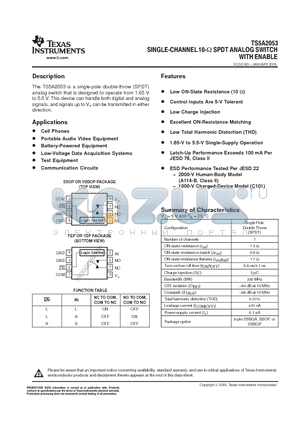 TS5A2053 datasheet - SINGLE-CHANNEL 10-OHM SPDT ANALOG SWITCH WITH ENABLE