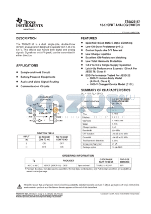 TS5A23157DGSR datasheet - SPDT ANALOG SWITCH