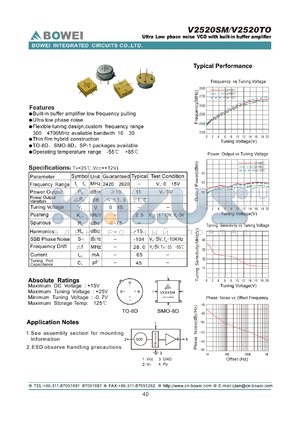 V2520SM datasheet - Ultra Low phase noise VCO with built-in buffer amplifier