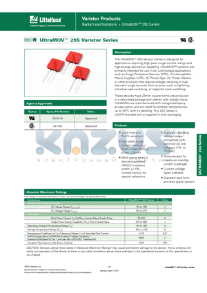 V25S150P datasheet - Varistor Products