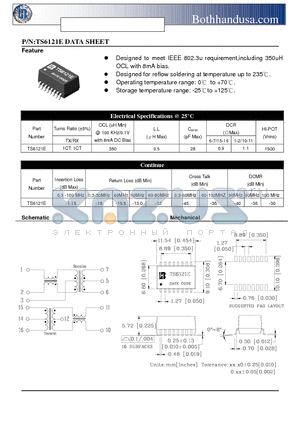 TS6121E datasheet - 10/100 BASE-T TRANSFORMER