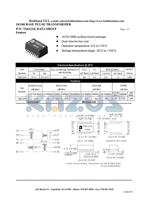 TS6121K_1 datasheet - 10/100 BASE PULSE TRANSFORMER