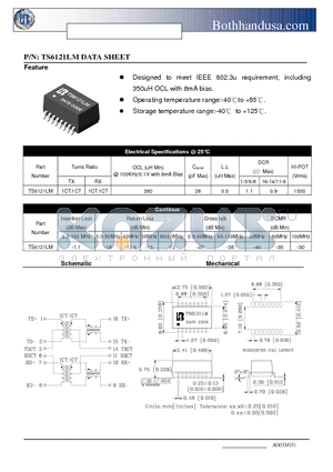 TS6121LM datasheet - 10/100 BASE-T LAN MAGNETICS