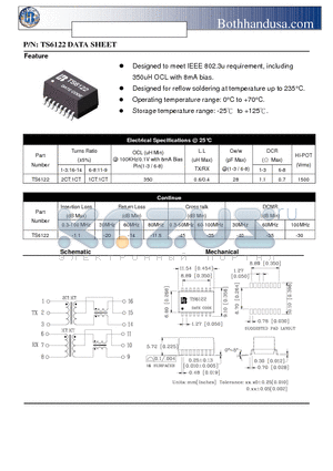 TS6122 datasheet - 10/100 BASE PULSE TRANSFORMER