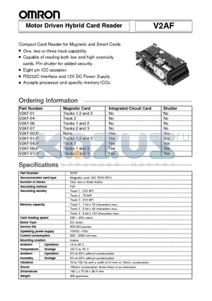 V2AF-06JP datasheet - Motor Driven Hybrid Card Reader