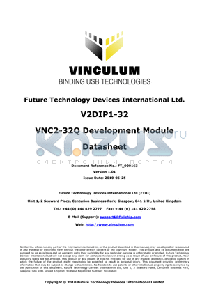 V2DIP1-32 datasheet - Designed to allow rapid development of designs using the VNC2-32Q IC