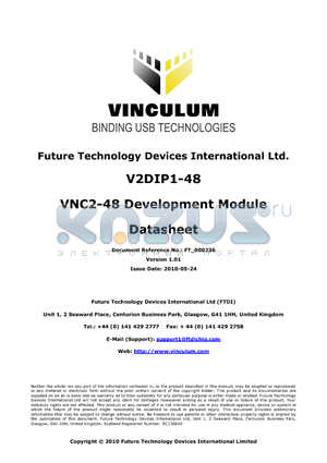 V2DIP1-48 datasheet - Designed to allow rapid development of designs using the VNC2-48Q IC
