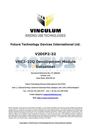 V2DIP2-32 datasheet - Designed to allow rapid development of designs using the VNC2-32Q IC