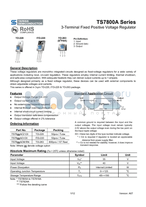 TS7800A_07 datasheet - 3-Terminal Fixed Positive Voltage Regulator