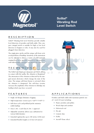 V2H-D1B1-010 datasheet - Solitel^ Vibrating Rod Level Switch