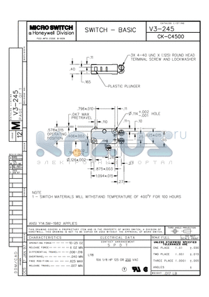 V3-245 datasheet - SWITCH-BASIC