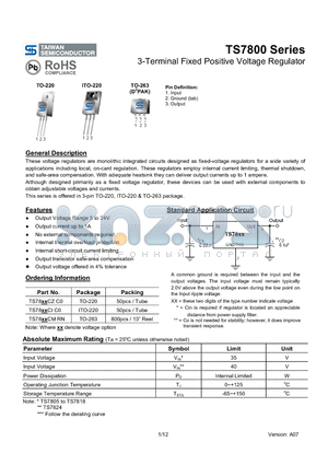 TS78CZ datasheet - 3-Terminal Fixed Positive Voltage Regulator