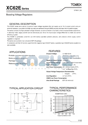 XC62E_1 datasheet - Boosting Voltage Regulators