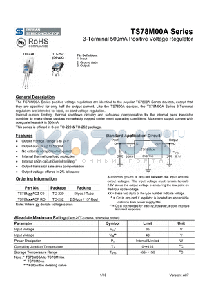 TS78M00A_08 datasheet - 3-Terminal 500mA Positive Voltage Regulator
