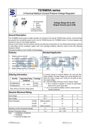 TS78M24ACZ datasheet - 3-Terminal Medium Current Positive Voltage Regulator