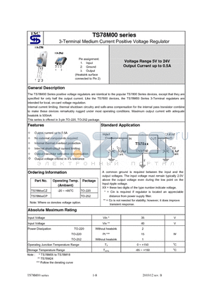 TS78MXXCZ datasheet - 3-Terminal Medium Current Positive Voltage Regulator