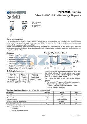 TS78MCPRO datasheet - 3-Terminal 500mA Positive Voltage Regulator