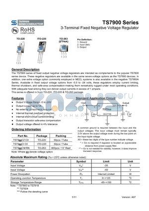 TS7900_07 datasheet - 3-Terminal Fixed Negative Voltage Regulator
