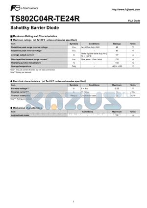 TS802C04R-TE24R datasheet - Schottky Barrier Diode