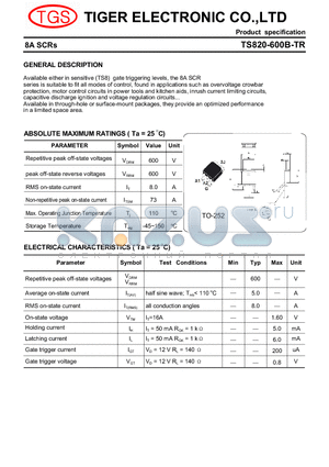 TS820-600B-TR datasheet - 8A SCRs