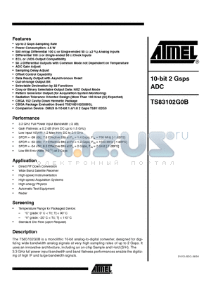 TS83102G0BVGL datasheet - 10-bit 2 Gsps ADC