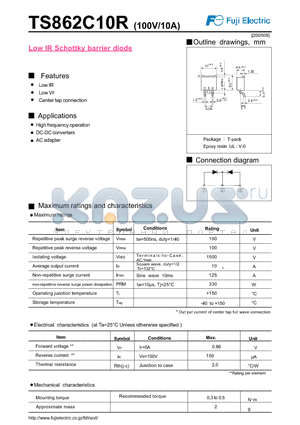 TS862C10R datasheet - Low IR Schottky barrier diode