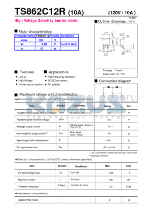 TS862C12R datasheet - High Voltage Schottky barrier diode