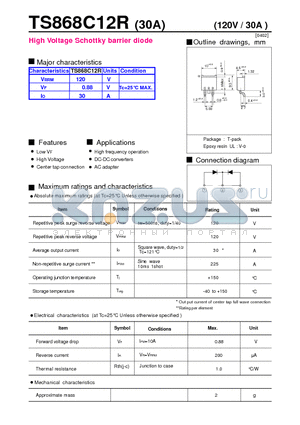 TS868C12R datasheet - High Voltage Schottky barrier diode