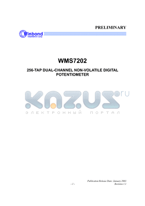 WMS7202010S datasheet - 256-TAP DUAL-CHANNEL NON-VOLATILE DIGITAL