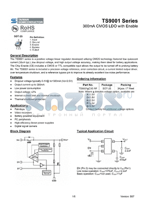 TS9001_08 datasheet - 300mA CMOS LDO with Enable