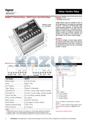 WOUVT-1-120AC datasheet - Voltage Sensitive Relays