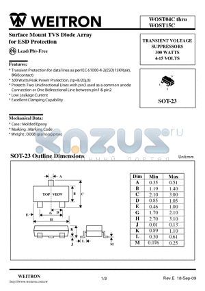 WOST04C datasheet - Surface Mount TVS Diode Array