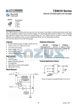 TS9010_08 datasheet - 150mA CMOS LDO with Enable