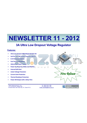 TS9230CSRLG datasheet - 3A Ultra Low Dropout Voltage Regulator Internal Soft-Start