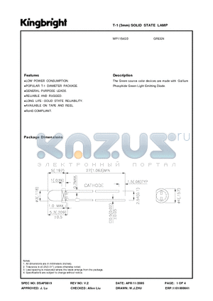 WP1154GD datasheet - T-1 (3mm) SOLID STATE LAMP