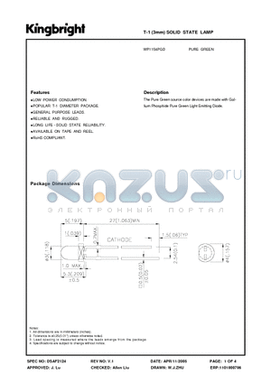 WP1154PGD datasheet - T-1 (3mm) SOLID STATE LAMP