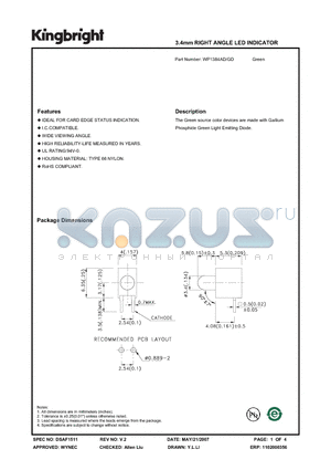 WP1384AD-GD datasheet - 3.4mm RIGHT ANGLE LED INDICATOR