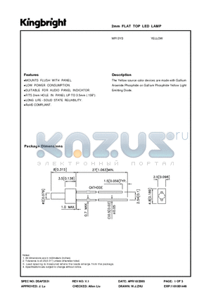 WP13YD datasheet - 2mm FLAT TOP LED LAMP