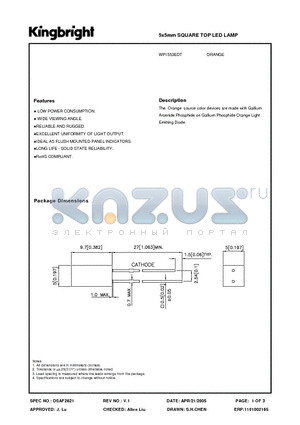 WP1553EDT datasheet - 5x5mm SQUARE TOP LED LAMP