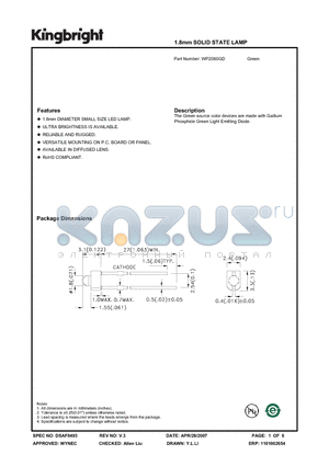 WP2060GD datasheet - 1.8mm SOLID STATE LAMP