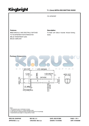 WP34F3BT datasheet - T-1 (3mm) INFRA-RED EMITTING DIODE