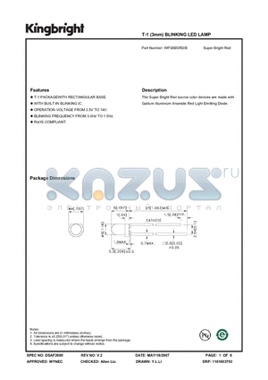 WP36BSRD/B datasheet - T-1 (3mm) BLINKING LED LAMP