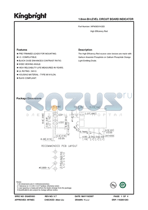 WP4060VH-2ID datasheet - 1.8mm BI-LEVEL CIRCUIT BOARD INDICATOR