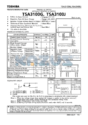 TSA3100 datasheet - POTICALLY ISOLATED AC SWITCH