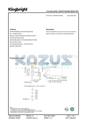 WP4060VH/2SRD datasheet - 1.8mm BI-LEVEL CIRCUIT BOARD INDICATOR