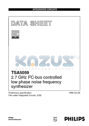 TSA5059T datasheet - 2.7 GHz I2C-bus controlled low phase noise frequency synthesizer