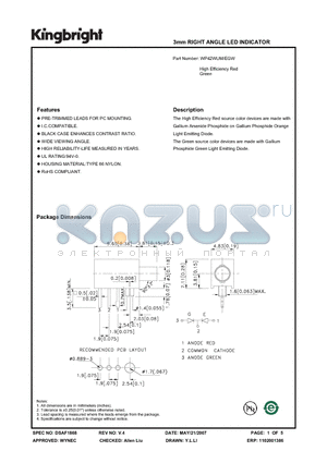 WP42WUM-EGW datasheet - 3mm RIGHT ANGLE LED INDICATOR