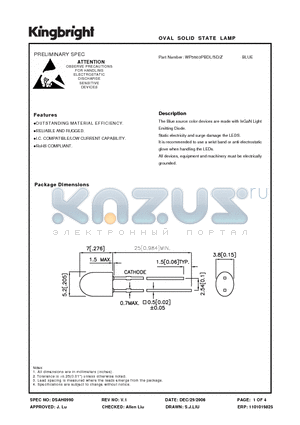 WP5603PBDL-SD-Z datasheet - OVAL SOLID STATE LAMP